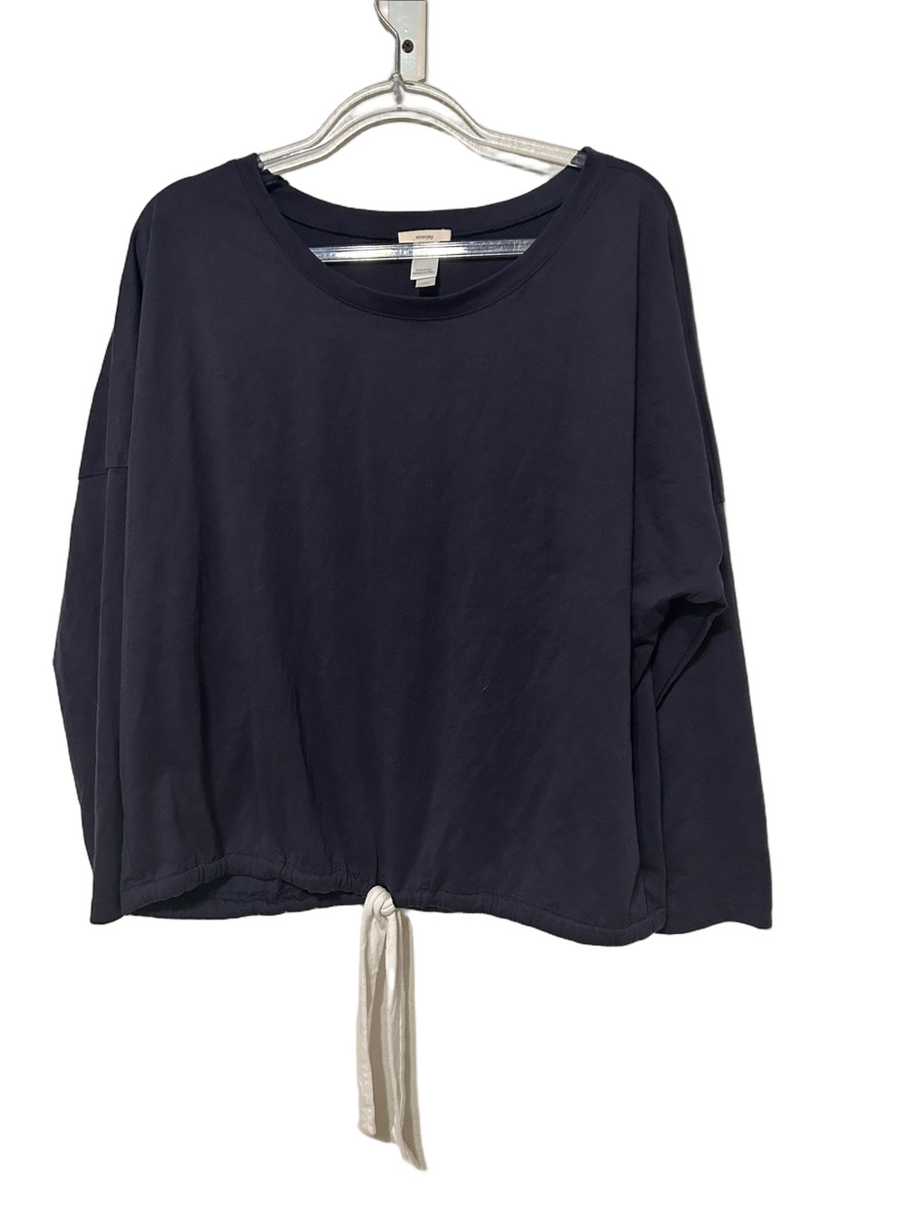 🦢eberjey Cozy Navy Tie-Hem Long Sleeve Top size M GUC